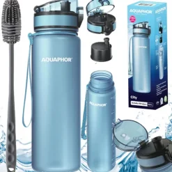 Bidon Butelka filtrująca wodę AQUAPHOR CITY 0,5 L błękitna + szczoteczka