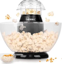 Duronic POP50 BK maszyna do popcornu automat 1200 W, do prażenia ziaren kukurydzy, wyjmowana misa, bez oleju