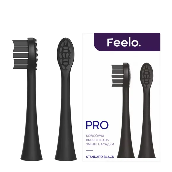 Feelo PRO Black Standard Końcówki do szczoteczki sonicznej Feelo PRO czarne 2 sztuki