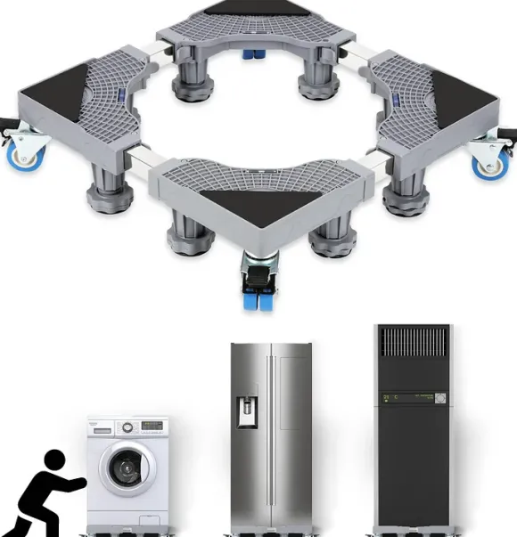 Fiqops Podstawa pod pralkę Duże akcesoria AGD Cokół Regulowana wysokość 41-66 cm 8 nóg + 4 kółka