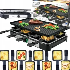 Grill elektryczny raclette XXL 1400W dla 8 osób dwustronna płyta szpatułki