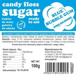 GSG24 Kolorowy cukier do waty cukrowej niebieski o smaku gumy balonowej 1kg 1008762