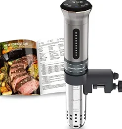 KitchenBoss KitchenBoss Sous Vide urządzenie do gotowania sous vide, 1100 W, cyrkulacja 360°, zakres temperatur 40-90 ( 0,1°C), wodoszczelność IPX7, wyświetlacz dotykowy LED, w zestawie 10 worków próżniowych A01G300S12D