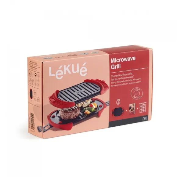 Lékué Lékué grill mikrofalowy, opiekacz do kanapek, prasa do panini, 25,4 x 14 cm, czerwony 0220400R14M017