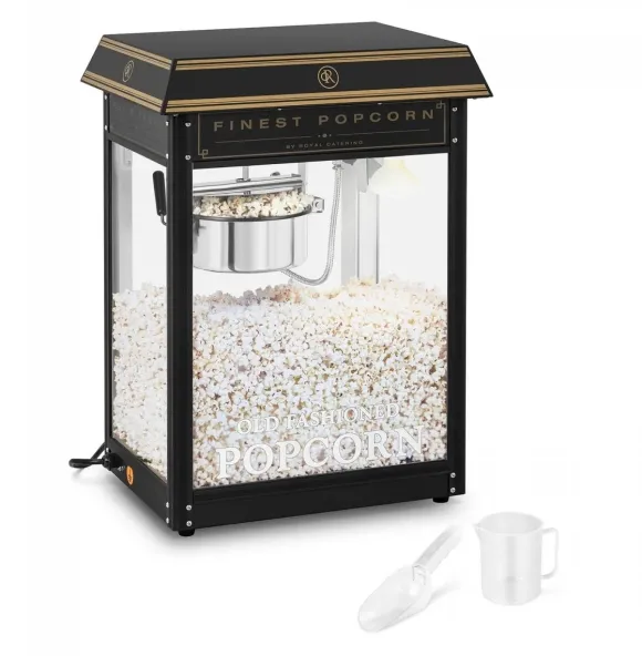 Maszyna automat urządzenie do prażenia popcornu retro TEFLON 1600 W 5-6 kg/h czarno-złota