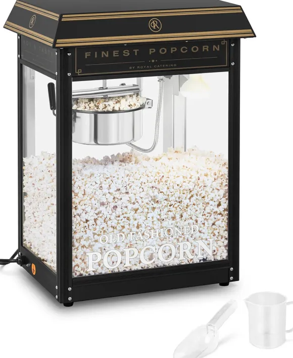 Maszyna automat urządzenie do prażenia popcornu retro TEFLON 1600 W 5-6 kg/h czarno-złota