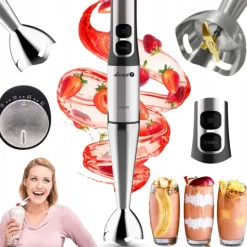 Mocny Blender Ręczny Łucznik JK-1200 Duży Kielich Turbo Kruszy Lód 1200 W