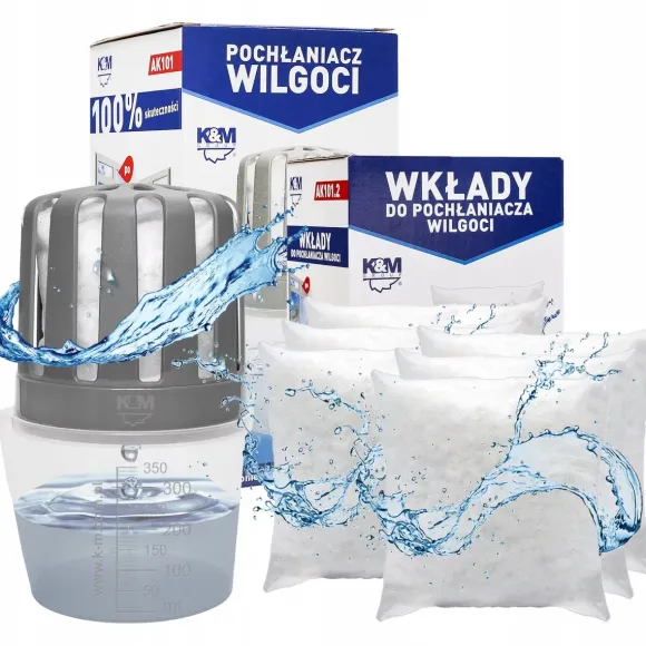 Osuszacz powietrza Pochłaniacz wilgoci AK101 K&M 750ml + 7x wkład 280g