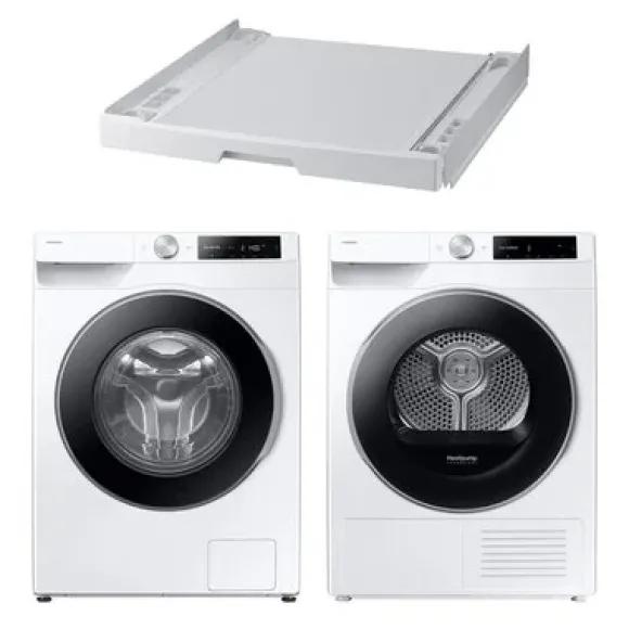 Pralka SAMSUNG WW11DG6B25LEU4 AI Energy EcoBubble A SpaceMax 11kg 1400 obr + Suszarka SAMSUNG AI DV90DG6845LEU4 z pompą ciepła + Łącznik SAMSUNG SKK-UDW