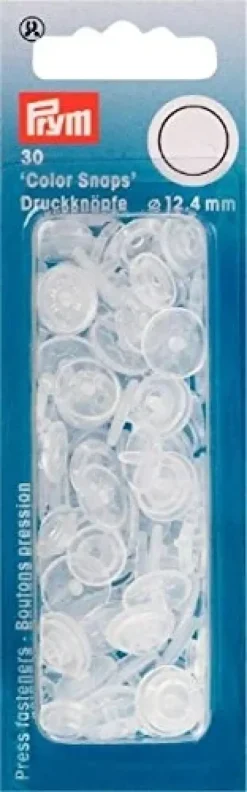 Prym matowe okrągłe zatrzask bez szycia colorsnaps zatrzaski, z tworzywa sztucznego, przezroczysty, 12,4 MM, 30-częściowy PRYM_393198