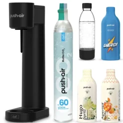 PushAir saturator Dafi czarny nabój CO2 butelka 0,7 3 syropy Energy Hugo Aperitif