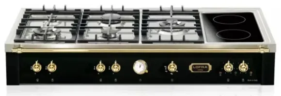 Płyta gazowa do zabudowy Płyta ceramiczno-gazowa LOFRA Range Top Dolcevita 120 NERO MATT TRNM126/5C