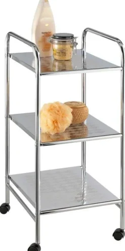 Regał łazienkowy na kółkach z trzema półkami stal 32 x 71 x 36,5 cm WENKO 24560100