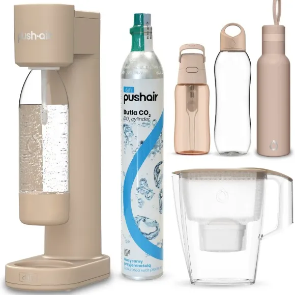 Saturator Pushair Co2 + Butelka + Bidon Shape T + Solid + Dzbanek Mila + Termiczna