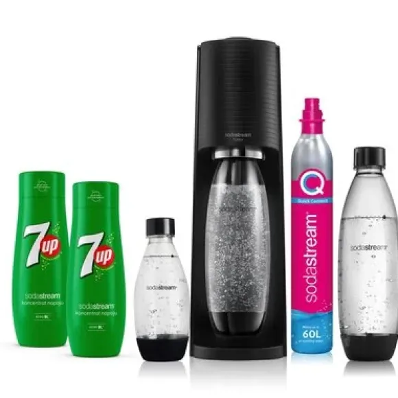 Saturator SODASTREAM Terra Czarny + 3 butelki + 2 syropy 7UP