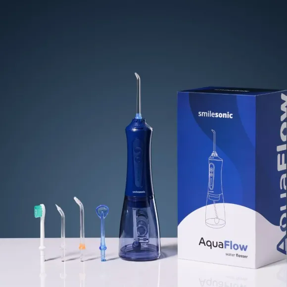 Smilesonic AquaFlow BLUE irygator bezprzewodowy z 5 końcówkami
