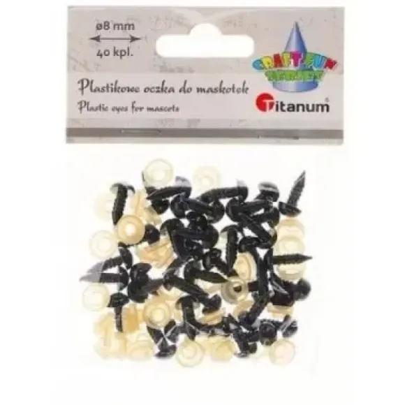 Titanum Oczy do maskotek plastikowe 8mm z mocowaniem 50 szt