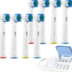8x Końcówka do szczoteczki Oral-B Precision SB-17A + podstawka z klapką