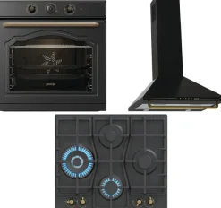 Zestaw AGD do zabudowy Gorenje Classico Piekarnik elektryczny BOS67371CLB + Płyta gazowa GW6D42CLB + Okap kominowy WHC63CLB