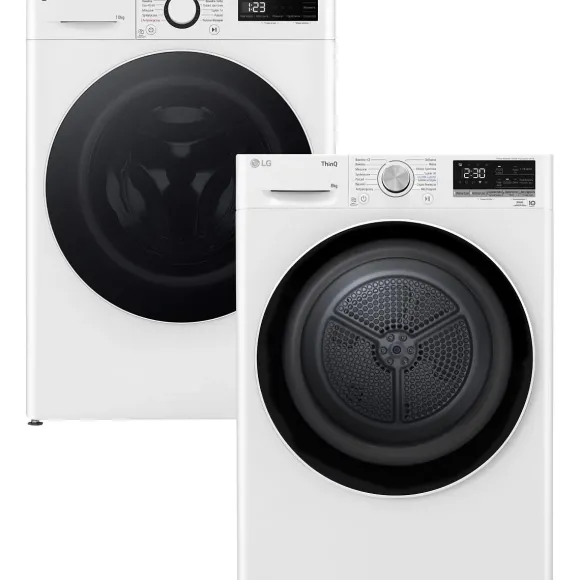 Zestaw AGD LG Pralka F4W10520W 10kg + Suszarka RC80V5AV5N 8kg