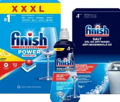 Zestaw detergentów do zmywarek Siemens kapsułki Finish Power lemon + Nabłyszczacz + Sól  !
