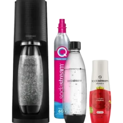 Zestaw SODASTREAM Saturator Terra Black + nabój z gazem CO2 2x butelka Fuse 1l syrop malinowy 440ml Wielokolorowy